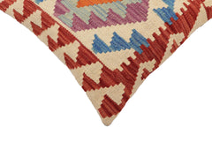 handmade Traditional Pillow Beige Red Hand-Woven SQUARE 100% WOOL Hand woven turkish pillow2' x 2'
