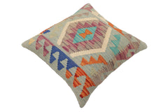 handmade Traditional Pillow Blue Rust Hand-Woven SQUARE 100% WOOL Hand woven turkish pillow PILLOW