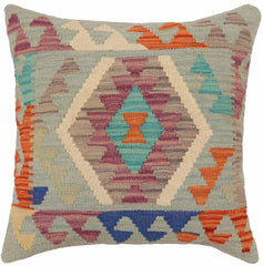 handmade Traditional Pillow Blue Rust Hand-Woven SQUARE 100% WOOL Hand woven turkish pillow PILLOW