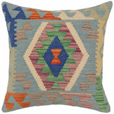 handmade Traditional Pillow Blue Rust Hand-Woven SQUARE 100% WOOL Hand woven turkish pillow PILLOW