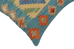 handmade Traditional Pillow Blue Rust Hand-Woven SQUARE 100% WOOL Hand woven turkish pillow PILLOW