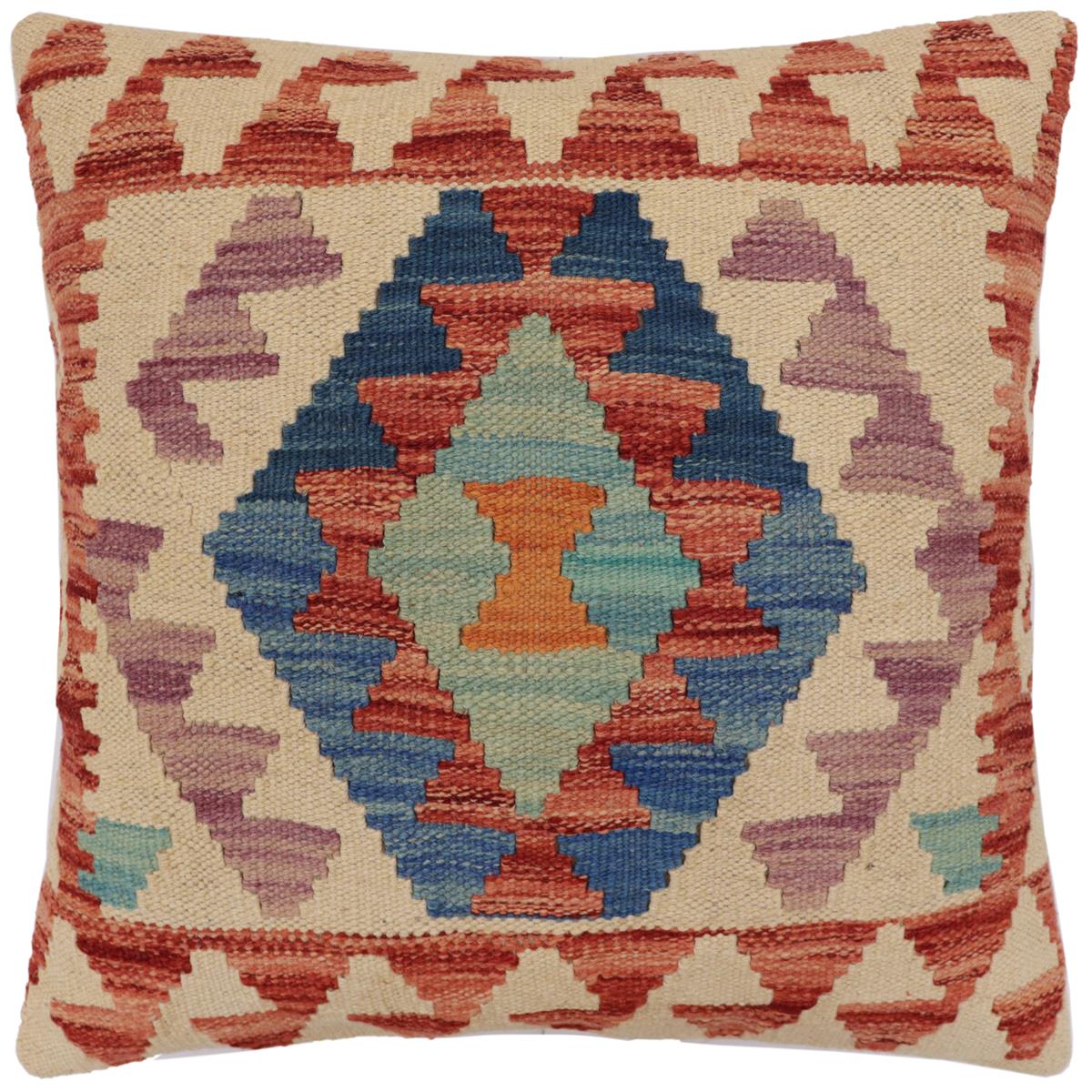 handmade Traditional Pillow Beige Red Hand-Woven SQUARE 100% WOOL Hand woven turkish pillow PILLOW