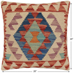 handmade Traditional Pillow Beige Red Hand-Woven SQUARE 100% WOOL Hand woven turkish pillow PILLOW