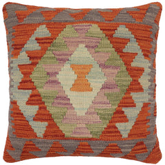 handmade Traditional Pillow Rust Charcoal Hand-Woven SQUARE 100% WOOL  Hand woven turkish pillow  PILLOW