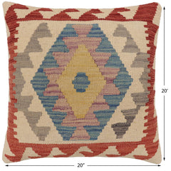 handmade Traditional Pillow Beige Red Hand-Woven SQUARE 100% WOOL Hand woven turkish pillow PILLOW