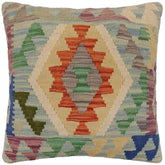 handmade Traditional Pillow Blue Rust Hand-Woven SQUARE 100% WOOL Hand woven turkish pillow PILLOW