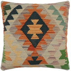 handmade Traditional Pillow Blue Rust Hand-Woven SQUARE 100% WOOL Hand woven turkish pillow PILLOW