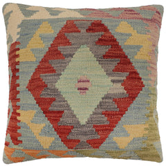 handmade Traditional Pillow Blue Red Hand-Woven SQUARE 100% WOOL Hand woven turkish pillow PILLOW