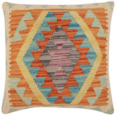 handmade Traditional Pillow Rust Blue Hand-Woven SQUARE 100% WOOL Hand woven turkish pillow PILLOW