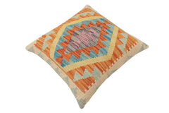handmade Traditional Pillow Rust Blue Hand-Woven SQUARE 100% WOOL Hand woven turkish pillow PILLOW