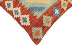 handmade Traditional Pillow Rust Blue Hand-Woven SQUARE 100% WOOL  Hand woven turkish pillow  PILLOW