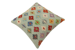 handmade Traditional Pillow Blue Rust Hand-Woven SQUARE 100% WOOL Hand woven turkish pillow PILLOW