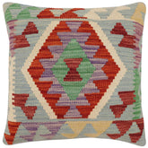 handmade Traditional Pillow Blue Rust Hand-Woven SQUARE 100% WOOL Hand woven turkish pillow PILLOW
