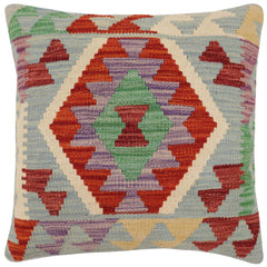handmade Traditional Pillow Blue Rust Hand-Woven SQUARE 100% WOOL Hand woven turkish pillow PILLOW