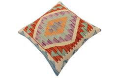 handmade Traditional Pillow Rust Blue Hand-Woven SQUARE 100% WOOL  Hand woven turkish pillow  PILLOW