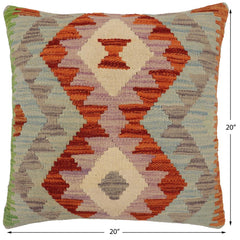 handmade Traditional Pillow Rust Blue Hand-Woven SQUARE 100% WOOL  Hand woven turkish pillow  PILLOW
