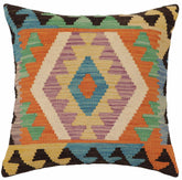 handmade Traditional Pillow Blue Beige Hand-Woven SQUARE 100% WOOL Hand woven turkish pillow PILLOW