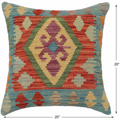 handmade Traditional Pillow Blue Red Hand-Woven SQUARE 100% WOOL Hand woven turkish pillow PILLOW