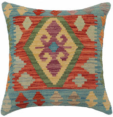 handmade Traditional Pillow Blue Red Hand-Woven SQUARE 100% WOOL Hand woven turkish pillow PILLOW