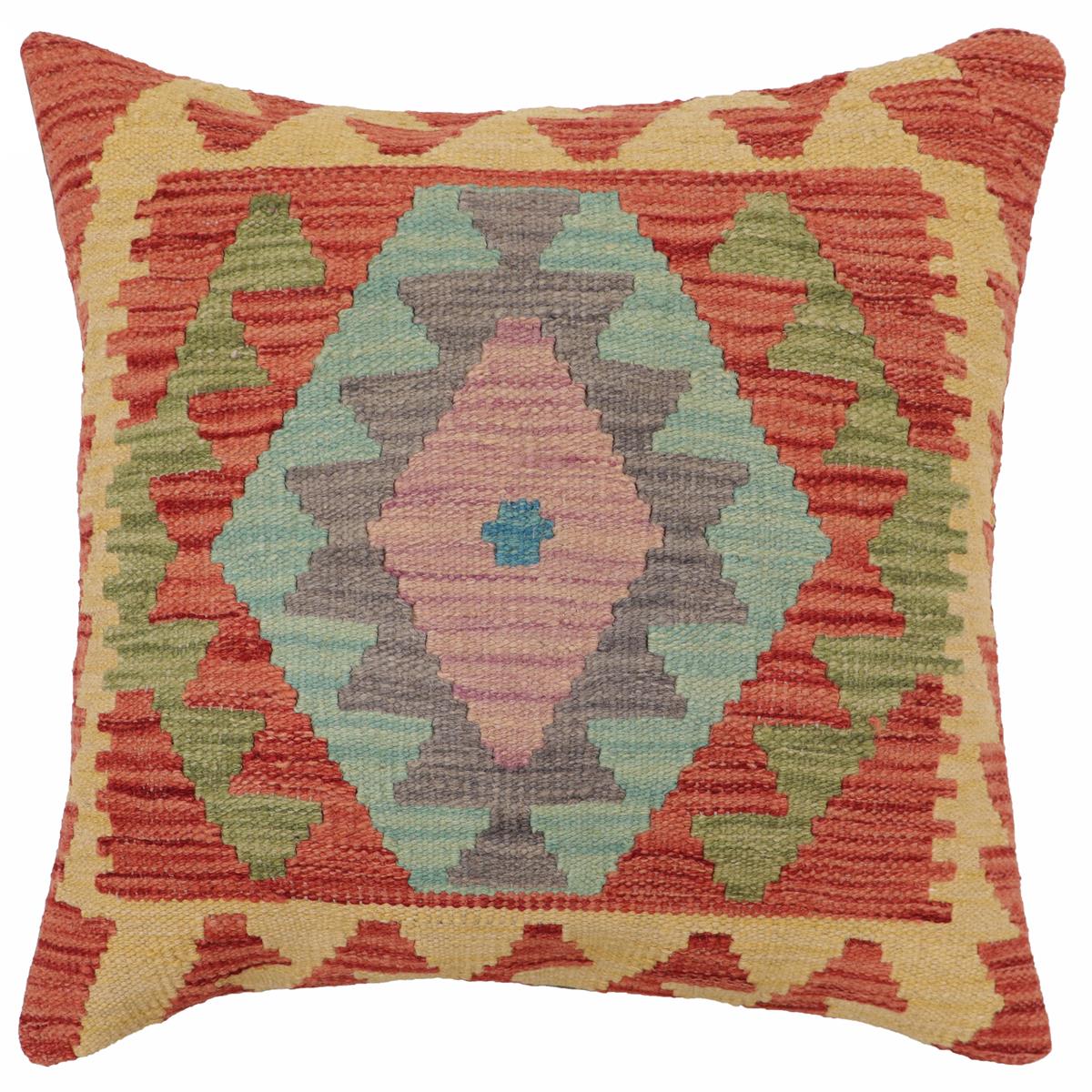 handmade Traditional Pillow Beige Red Hand-Woven SQUARE 100% WOOL Hand woven turkish pillow PILLOW