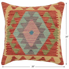 handmade Traditional Pillow Beige Red Hand-Woven SQUARE 100% WOOL Hand woven turkish pillow PILLOW