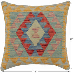 handmade Traditional Pillow Blue Red Hand-Woven SQUARE 100% WOOL Hand woven turkish pillow PILLOW