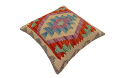 handmade Traditional Pillow Rust Blue Hand-Woven SQUARE 100% WOOL Hand woven turkish pillow PILLOW