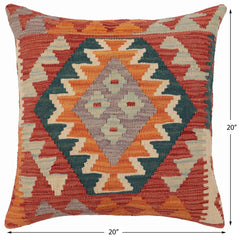 handmade Traditional Pillow Rust Red Hand-Woven SQUARE 100% WOOL  Hand woven turkish pillow  PILLOW