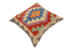 handmade Traditional Pillow Rust Blue Hand-Woven SQUARE 100% WOOL  Hand woven turkish pillow  PILLOW