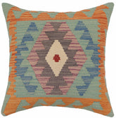 handmade Traditional Pillow Blue Gray Hand-Woven SQUARE 100% WOOL Hand woven turkish pillow PILLOW