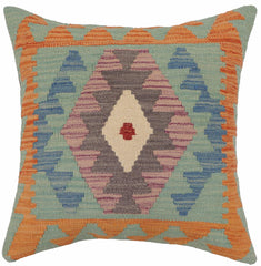 handmade Traditional Pillow Blue Gray Hand-Woven SQUARE 100% WOOL Hand woven turkish pillow PILLOW