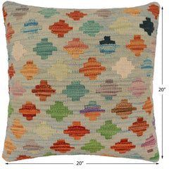 handmade Traditional Pillow Blue Rust Hand-Woven SQUARE 100% WOOL Hand woven turkish pillow PILLOW