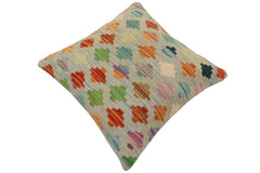 handmade Traditional Pillow Blue Rust Hand-Woven SQUARE 100% WOOL Hand woven turkish pillow PILLOW