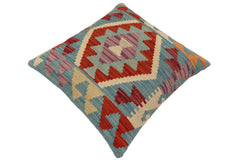 handmade Traditional Pillow Blue Rust Hand-Woven SQUARE 100% WOOL Hand woven turkish pillow PILLOW