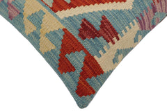 handmade Traditional Pillow Blue Rust Hand-Woven SQUARE 100% WOOL Hand woven turkish pillow PILLOW