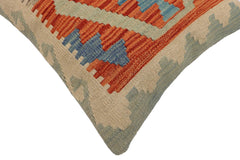 handmade Traditional Pillow Rust Blue Hand-Woven SQUARE 100% WOOL  Hand woven turkish pillow  PILLOW