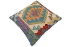 handmade Traditional Pillow Blue Rust Hand-Woven SQUARE 100% WOOL Hand woven turkish pillow PILLOW