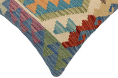 handmade Traditional Pillow Blue Rust Hand-Woven SQUARE 100% WOOL Hand woven turkish pillow PILLOW