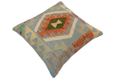 handmade Traditional Pillow Blue Rust Hand-Woven SQUARE 100% WOOL Hand woven turkish pillow PILLOW