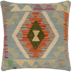 handmade Traditional Pillow Blue Rust Hand-Woven SQUARE 100% WOOL Hand woven turkish pillow PILLOW