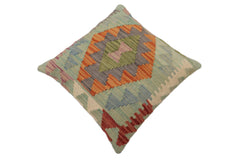 handmade Traditional Pillow Blue Gray Hand-Woven SQUARE 100% WOOL Hand woven turkish pillow2' x 2'