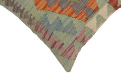 handmade Traditional Pillow Blue Gray Hand-Woven SQUARE 100% WOOL Hand woven turkish pillow2' x 2'