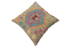 handmade Traditional Pillow Gray Blue Hand-Woven SQUARE 100% WOOL Hand woven turkish pillow2' x 2'