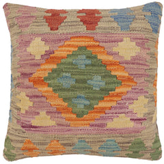 handmade Traditional Pillow Gray Red Hand-Woven SQUARE 100% WOOL Hand woven turkish pillow2' x 2'