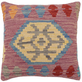 handmade Traditional Pillow Blue Red Hand-Woven SQUARE 100% WOOL Hand woven turkish pillow2' x 2'