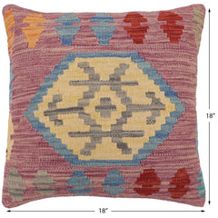 handmade Traditional Pillow Blue Red Hand-Woven SQUARE 100% WOOL Hand woven turkish pillow2' x 2'
