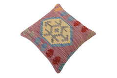 handmade Traditional Pillow Blue Red Hand-Woven SQUARE 100% WOOL Hand woven turkish pillow2' x 2'
