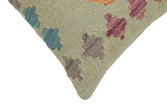 handmade Traditional Pillow Blue Orange Hand-Woven SQUARE 100% WOOL Hand woven turkish pillow2' x 2'