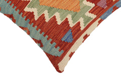 handmade Traditional Pillow Rust Blue Hand-Woven SQUARE 100% WOOL Hand woven turkish pillow2' x 2'