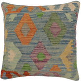 handmade Traditional Pillow Blue Rust Hand-Woven SQUARE 100% WOOL Hand woven turkish pillow2' x 2'